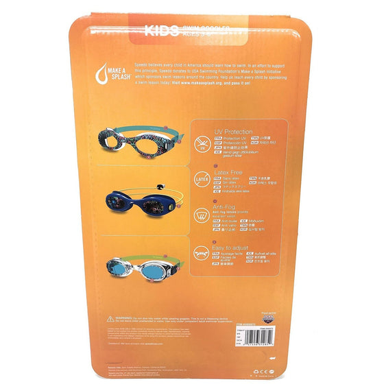 Speedo 2000573 Kids Swim Goggles Ages 3-8, Multi-Colored