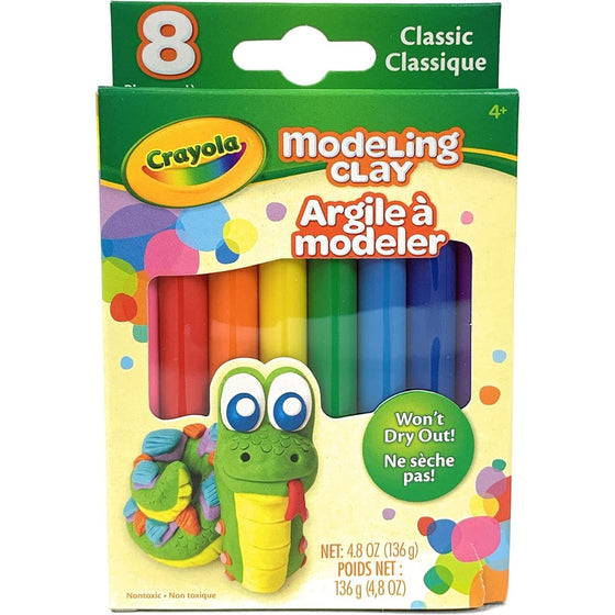 Crayola 57-0312 Classic Modeling Clay 8 Piece Basic Colors, Assorted Classi
