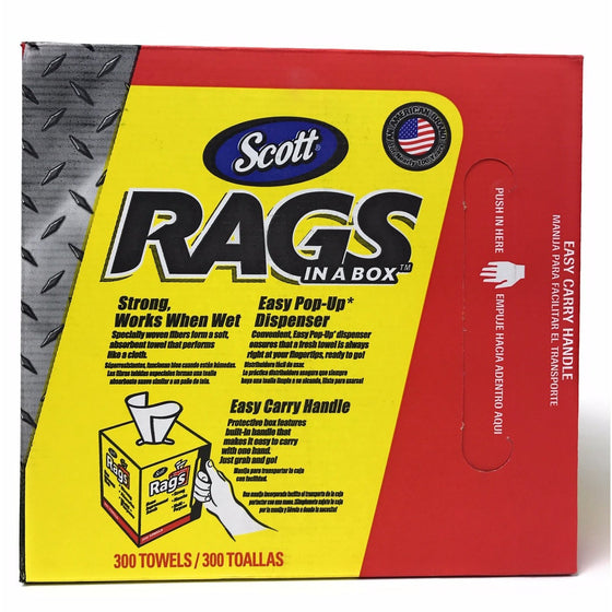 Kimberly-Clark Professional 464404 Scotts Rags In A Box All-Purpose Towels 300 Sheets, White