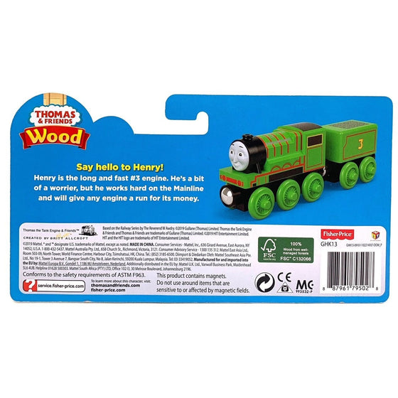 Thomas & Friends GHK13 Thomas And Friends Fisher-Price Wood Push-Along Train Engine, Henry