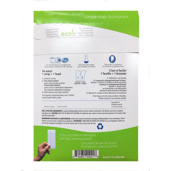 Tru Earth TE-UNM0032 Eco-Strips Laundry Detergent Strips, Fragrance Free, 32-Loads