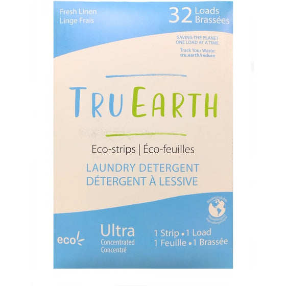 Tru Earth TE-FLM0032 Eco-Strips Laundry Detergent Strips, Fresh Linen, 32-Loads