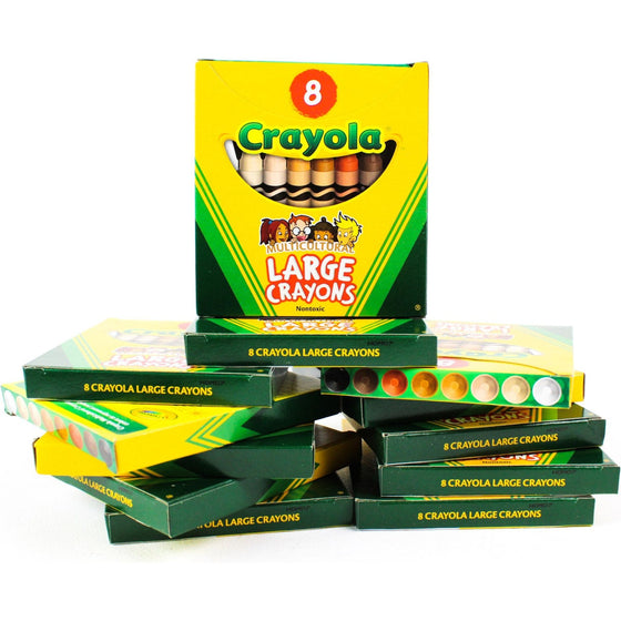 Crayola 52-080W Multicultural Crayons Large 8-Piece, 12-Pack, Multi-Color