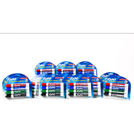 Expo 86674K Low-Odor Dry Erase Markers, Fine Point, Assorted Colors 4-Piece, 25-Pack