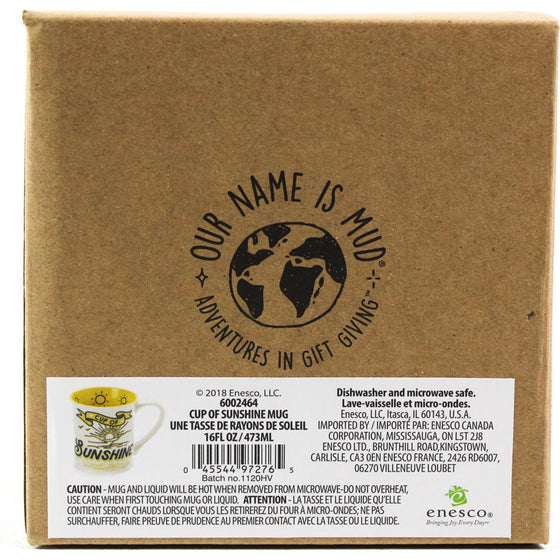 Enesco 6002464 Our Name Is Mud, Cup Of Sunshine, 16 Oz. Stoneware Mug, 16 Ounces,, Yellow