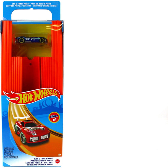 Hot Wheels BHT77 Track Builder Straight Track With Car, 15 Feet - Styles May Vary, Orange And Blue, Orange And Blue