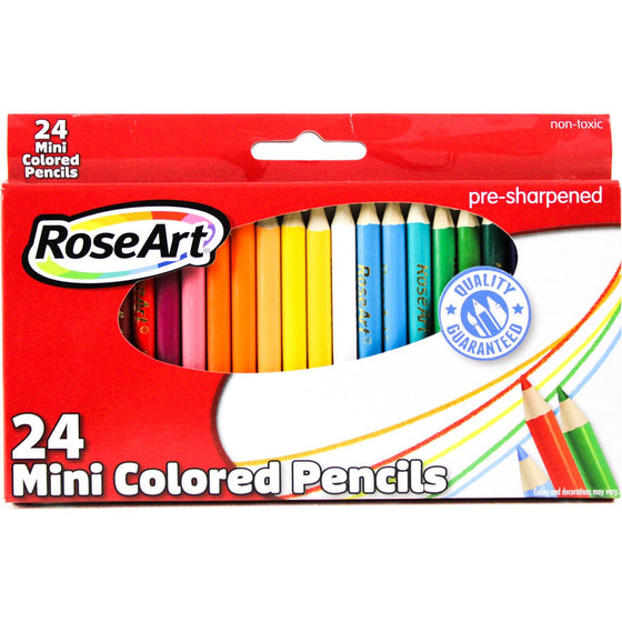 Rose Art DFB58-00 3.5-Inch Mini Colored Pencils Colors 24-Count Packaging May Vary, Assorted
