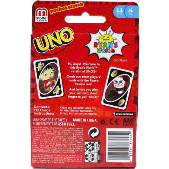 Mattel Games GNW46-00 Uno Pocket Watch Ryan's World, Multi-Colored