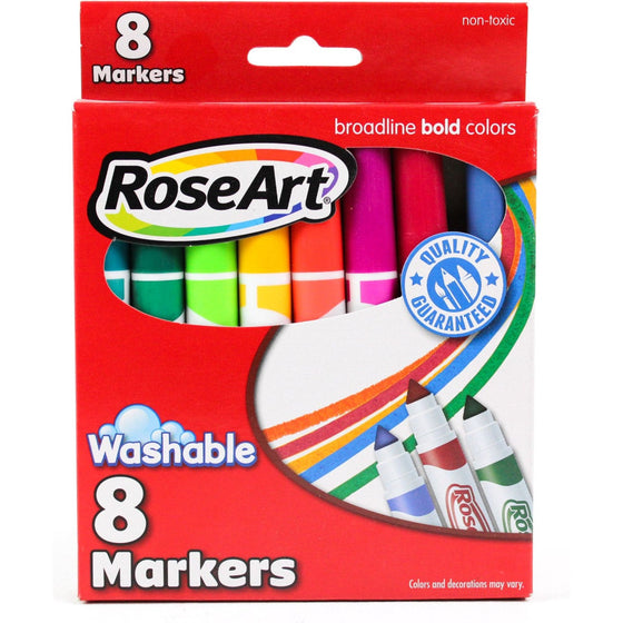 Rose Art CYC13 Roseart Bold Washable Broadline Markers 8-Count Packaging May Vary, Assorted