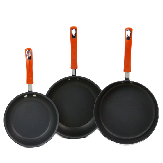 Rachael Ray 87375 Brights Hard-Anodized Aluminum Nonstick Cookware Set With Glass Lids, 10-Piece Pot And Pan Set, Gray With Orange Handles, Gray With Orange Handles