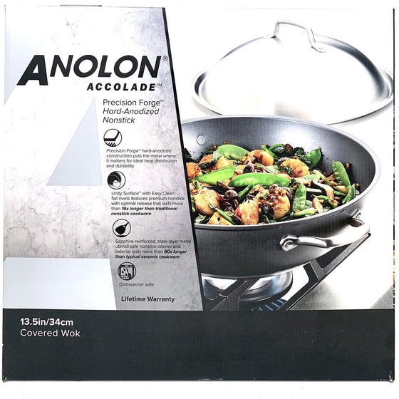 Anolon 81116 Accolade Covered Wok, Moonstone