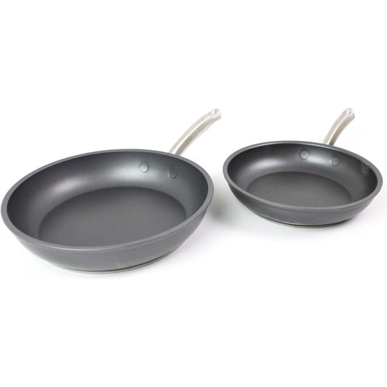 Anolon 81121 Accolade Hard Anodized Nonstick Fry Pan Skillet Set, 8 Inch And 10 Inch,, Gray