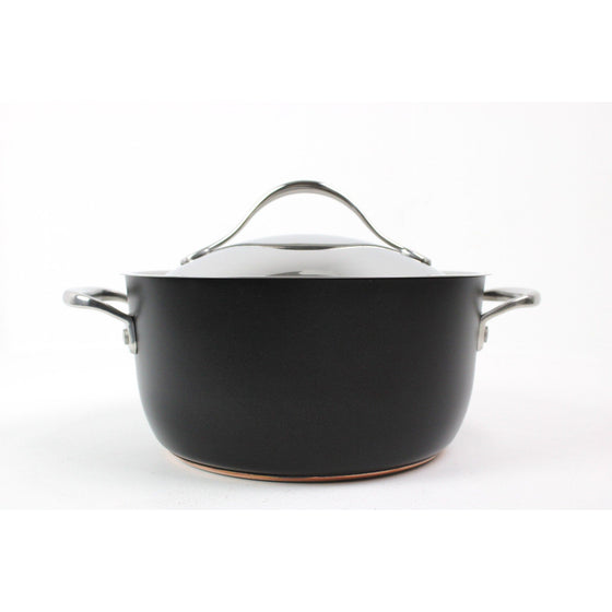 Anolon 83879 Nouvelle Copper Luxe Hard Anodized Nonstick Casserole Dish/ Casserole Pan / Dutch Oven With Lid - 5 Quart,, Onyx