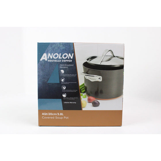 Anolon 83879 Nouvelle Copper Luxe Hard Anodized Nonstick Casserole Dish/ Casserole Pan / Dutch Oven With Lid - 5 Quart,, Onyx