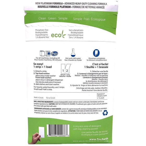 Tru Earth TE-066 Platinum Eco-Strips Laundry Detergent Strips, Fragrance Free 64-Loads