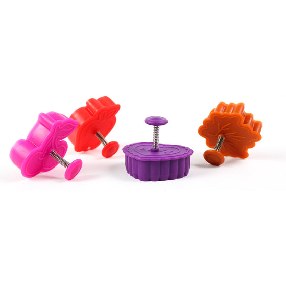Mrs. Anderson's Baking 93241 Mrs. Anderson's Baking Pie Crust Cookie Cutters, Bpa Free, Set Of 4, Red/Magenta/Purple/Brown