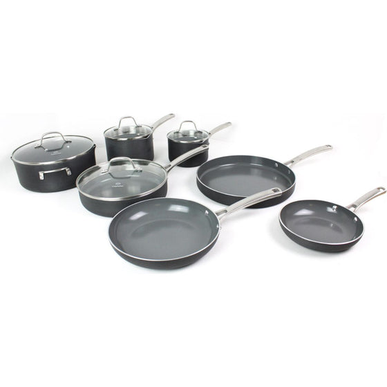 Calphalon 2064709 Classic Oil-Infused Ceramic Ptfe And Pfoa Free Cookware, 11-Piece Pots And Pans Set,, Dark Gray
