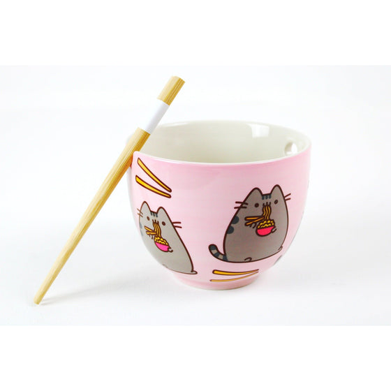 Enesco 6004629 Pusheen By Our Name Is Mud Ramen Bowl And Chopsticks Set, 4",, Pink