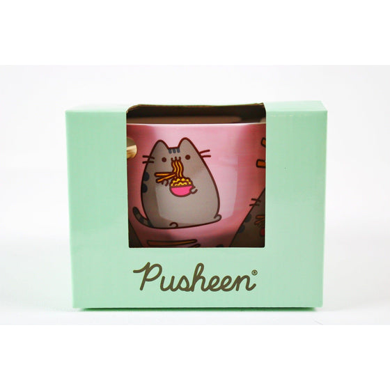 Enesco 6004629 Pusheen By Our Name Is Mud Ramen Bowl And Chopsticks Set, 4",, Pink