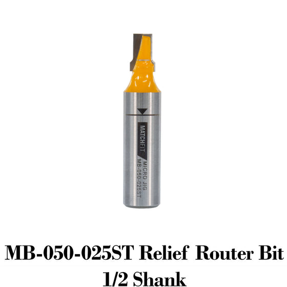 MICROJIG Matchfit MB-050-025ST Relief Router Bit 1/2Shank
