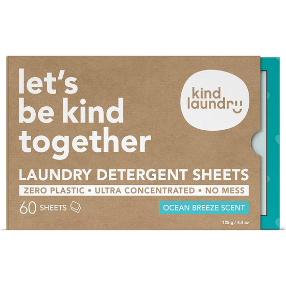 Kind Laundry 996839 Detergent Sheets Ocean Breeze Scent 60 Sheets, White