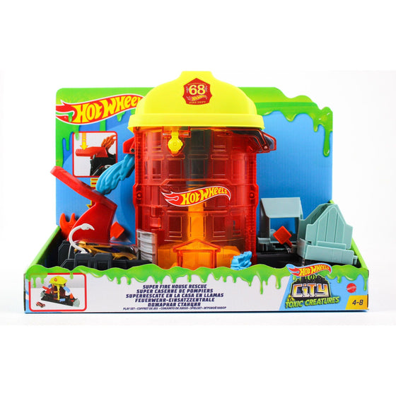 Hot Wheels GJL06 City Super City Fire House Rescue Play Set Themed Play Set Connection System Ages 3 Years To 8, Multi-Colored