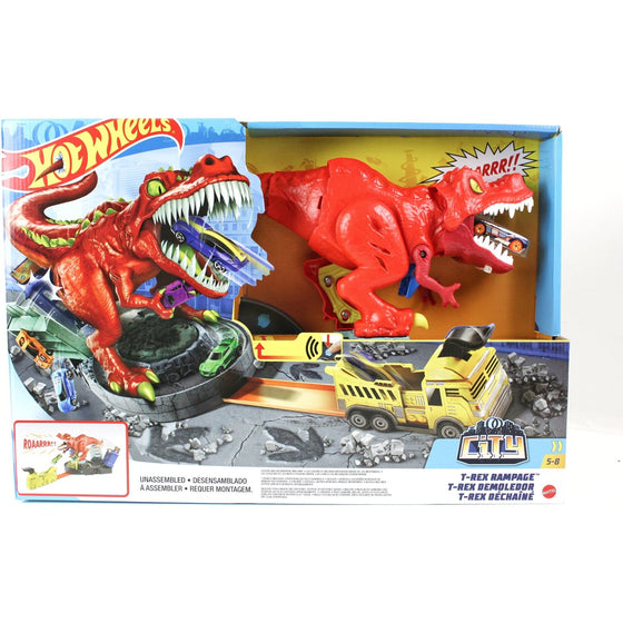 Hot Wheels GFH88 T-Rex Rampage Track Set , Works City Sets, Toys For Boys Ages 5 To 10, Multi-Colored