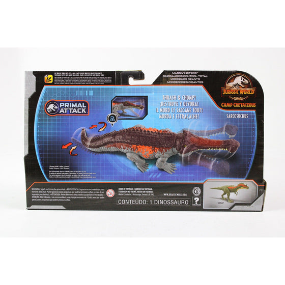 Jurassic World Toys GVG68 Jurassic World Massive Biters Sarcosuchus Larger-Sized Dinosaur Action Figure With Tail-Activated Strike And Chomping Action, , Movable Joints, Movie-Authentic Detail; Ages 4 And Up