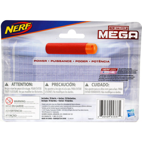 Nerf A4368AS00 Official N-Strike Elite Mega Series 10-Dart Refill Piece,, Red