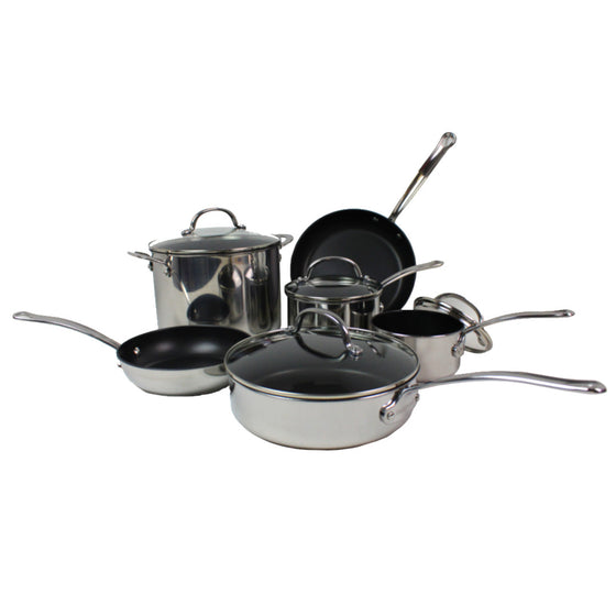 Farberware 75655 Millennium Cookware Set, 10-Piece Pot And Pan Set, Stainless Steel, Stainless Steel Nonstick