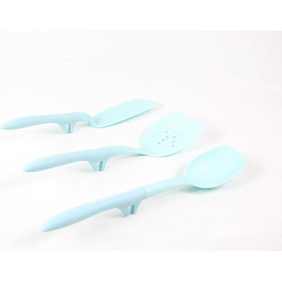Rachael Ray 47915 Slotted And Solid Turners Set/ Cooking Utensils - 3 Piece,, Light Blue