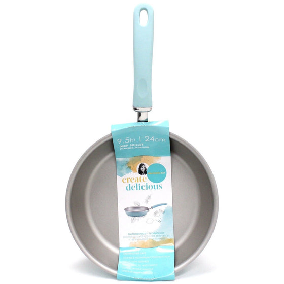 Rachael Ray 12016 Create Delicious Deep Nonstick Frying Pan / Fry Pan / Skillet - 9.5 Inch, Blue, Light Blue Shimmer