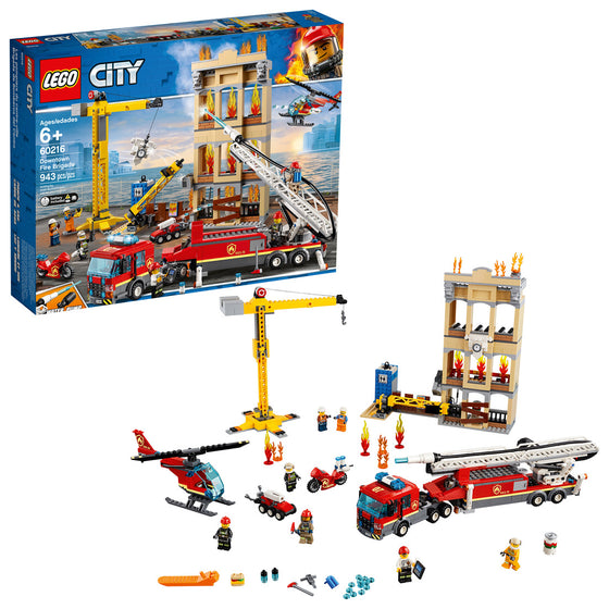 LEGO® 60216 City Downtown Fire Brigade Building Kit 943 Pieces, Multi-Colored