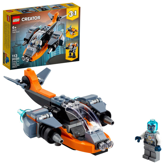 LEGO® 31111 Creator 3In1 Cyber Drone 3In1 Toy Building Kit Featuring A Cyber Drone, Cyber Mech And Cyber Scooter, New 2021  113 Pieces, Multi-Colored