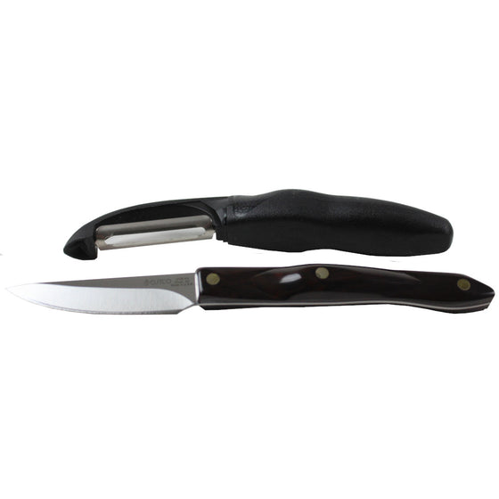 Cutco 1374606 Gourmet Vegetable Peeler And Paring Knife 2-Piece Set, Classic Dark Brown