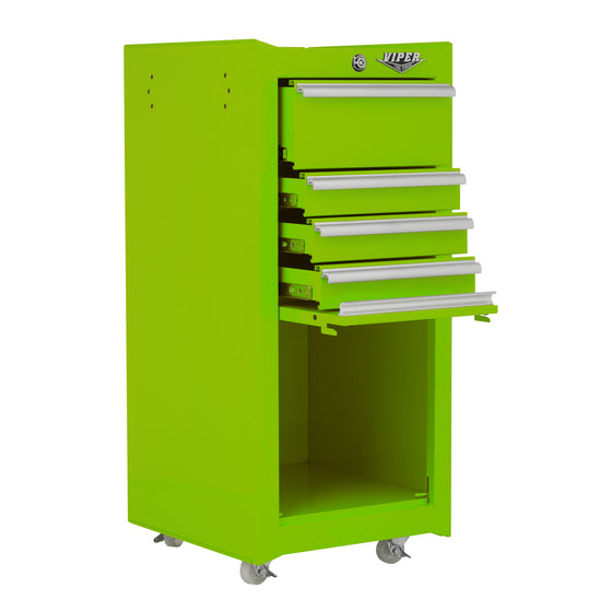 Viper Tool Storage LB1804R 16-Inch 4-Drawer 18G Steel Rolling Tool/Salon Cart, Lime Green