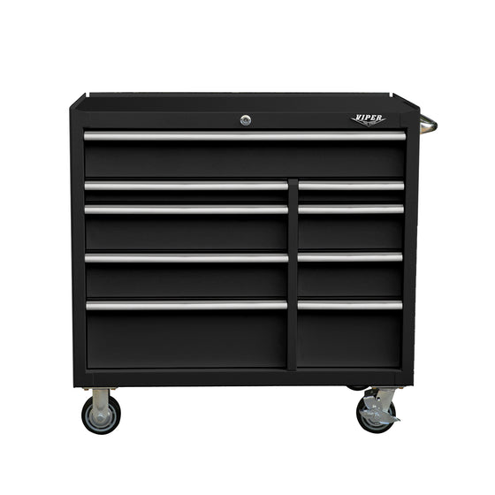 Viper Tool Storage V412409BLR Premium Series 41" 9 Drawer 18G Steel Rolling Tool Cabinet, Black
