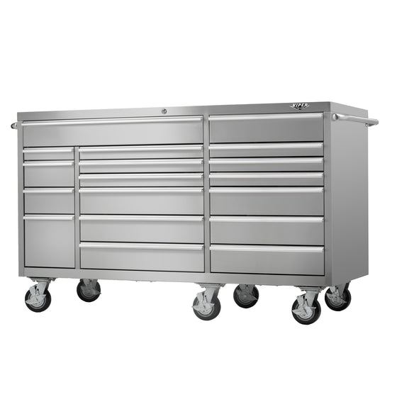 Viper Tool Storage VP7218SS Pro 72-Inch 18-Drawer 304 Stainless Steel Rolling Cabinet