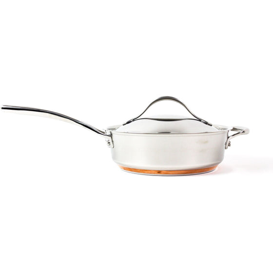 Anolon 75853 3 Quart Covered Saute Pan With Helper Handle, Silver