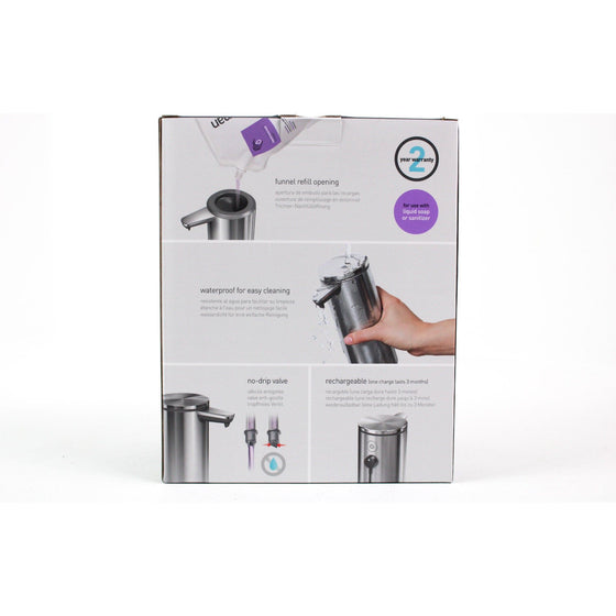 Simplehuman ST1066 Liquid Soap Or Sanitizer Sensor Pump Dispenser, Stainless Steel