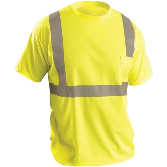 Occunomix LUX-SSETP2B T-Shirt, Classic Wicking Birdseye, Class 2, M, Yellow (High Visibility)