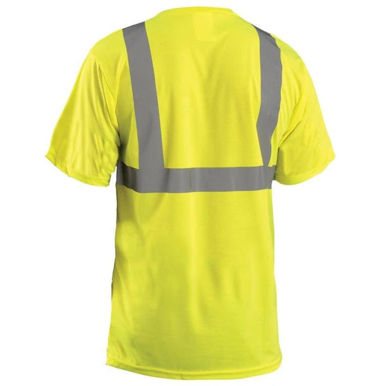 Occunomix LUX-SSETP2B Short Sleeve Wicking Birdseye T-Shirt W/Pocket Xl, 50-Pack, Yellow (High Visibility)