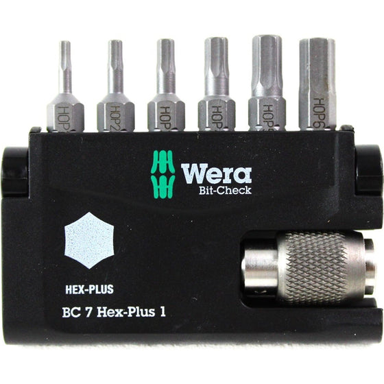 Wera 05056168001 Bit-Check 7 Hex-Plus 1 Bits Assortment, Multi