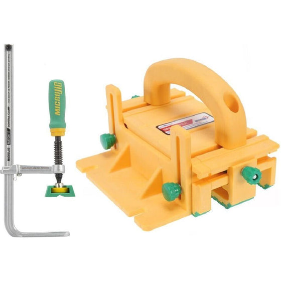 MICROJIG GRR-RIPPER GR-100+DVC-850AP Grr-Ripper 3D Pushblock & Matchfit Dovetail Clamp Ap Bundle, Yellow