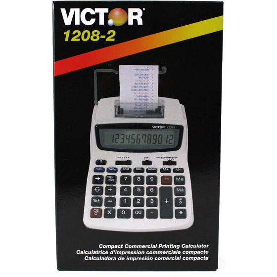 Victor VCT1208-2 Calculating Print Dual Power 12 Diget, White