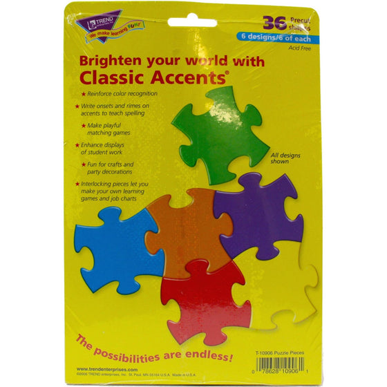 Trend TEPT10906 Accents Puzzle Pieces 36 Count, Assorted