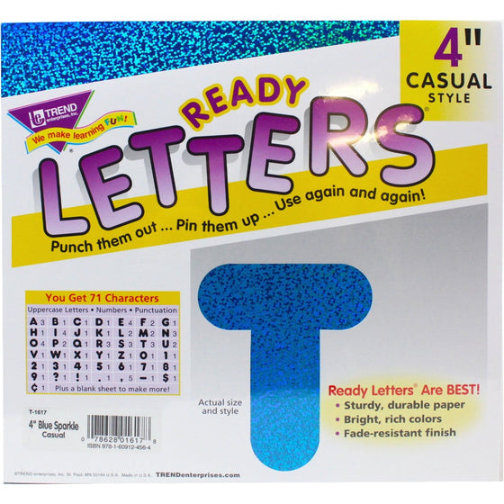 Trend Enterprises TEPT1617 Letters Casual Sparkl 4 Inch, Blue