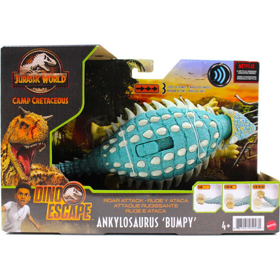 Jurassic World Toys GWY27 Jurassic World Roar Attack Ankylosaurus Bumpy Camp Cretaceous Dinosaur Figure With Movable Joints, Mixed