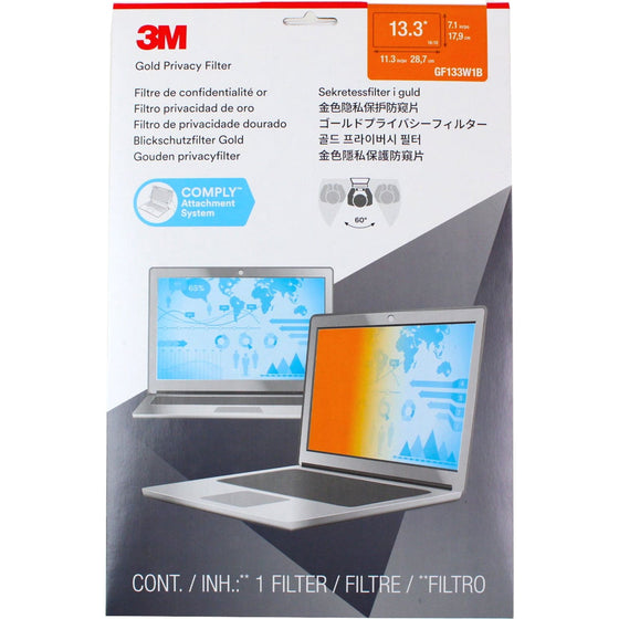 3M GF133W1B Privacy Filter For Laptop, Gold/ Black
