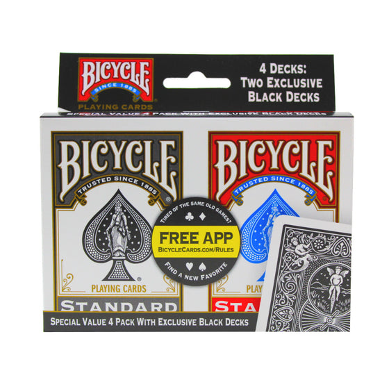 Alma 10015551 Bicycle Standard Index 4 Pack - Black & Red